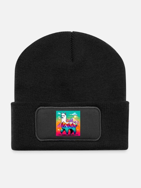 Alpaka - Recycelte Patch Beanie - Schwarz