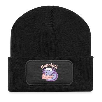 Napolotl Sleeping Axolotl Kawaii - Recycled Patch Beanie - black - Front