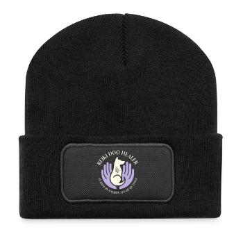 Energie Choku Symbol Reiki Hund - Recycelte Patch Beanie - Schwarz - Vorne