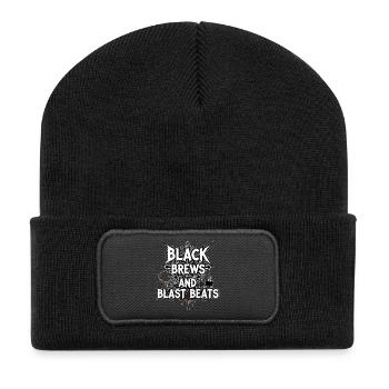 Black Brews and Blast Beats - Recycelte Patch Beanie - Schwarz - Vorne