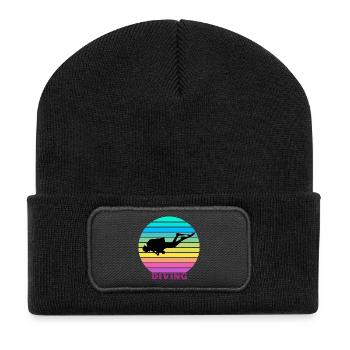 Diving Retro - Recycelte Patch Beanie - Schwarz - Vorne