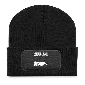 Puerto Rico Island Compass Coordinates - Recycled Patch Beanie - black - Front