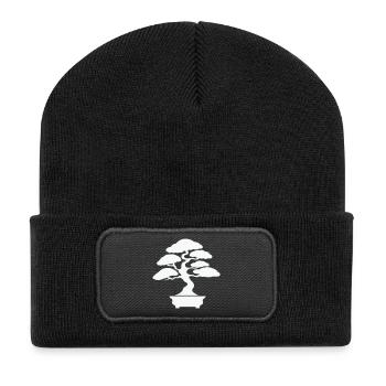 Silhouette de bonsaï zen - Beanie recyclé à patch - noir - Devant