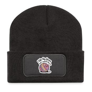 Big Yarns Cozy Wool Sticker – Craft & Knit - Recycelte Patch Beanie - Dunkelgrau - Vorne