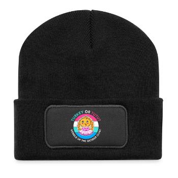 Thanksgiving Gender Reveal Mom-to-be - Recycled Patch Beanie - black - Front
