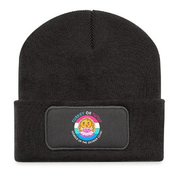 Thanksgiving Gender Reveal Mom-to-be - Recycled Patch Beanie - dark grey - Front