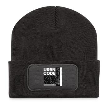 Conception de lignes de code urbain - Beanie recyclé à patch - charbon - Devant