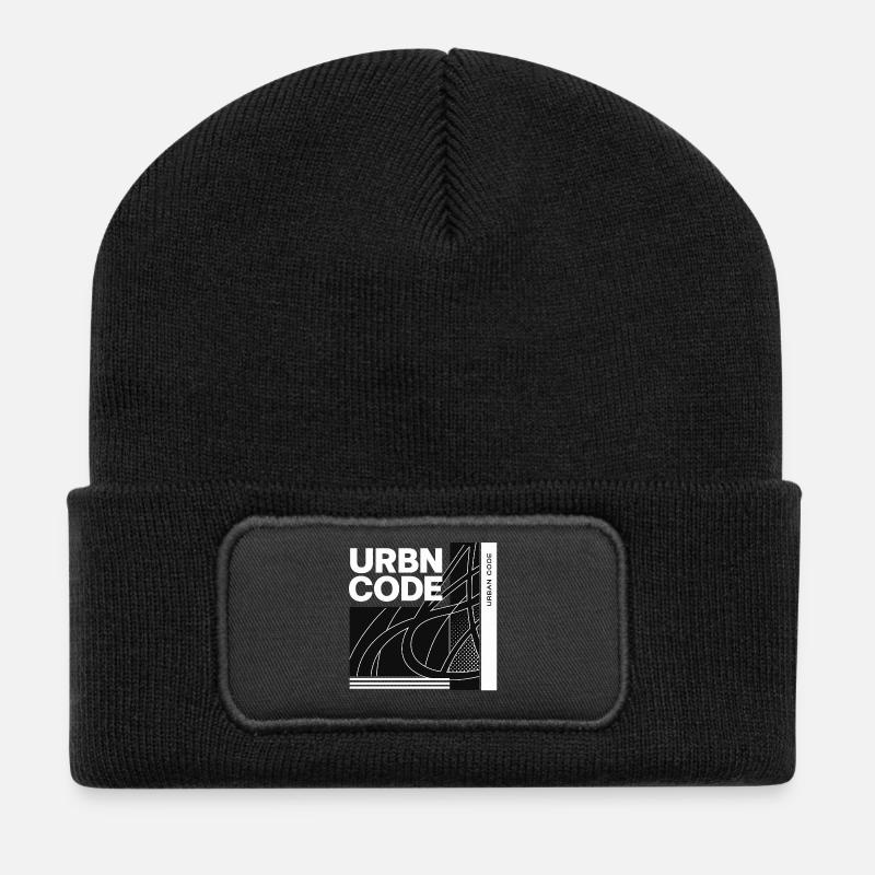 Urban Code Liniendesign - Recycelte Patch Beanie - Schwarz