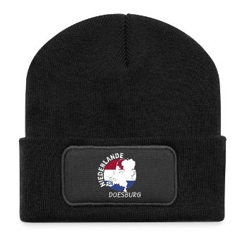 Doesburg - Recycelte Patch Beanie - Schwarz - Vorne
