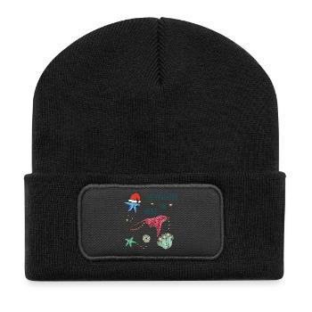 Weihnachten im Meer Unterwasserfest - Recycelte Patch Beanie - Schwarz - Vorne