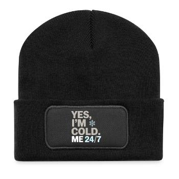 Yes, I’m Cold 24/7 Snowflake Winter Humor Design - Beanie recyclé à patch - noir - Devant
