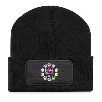 PAW LOVERS Rose Empreintes Pastel - Beanie recyclé à patch - noir - Devant