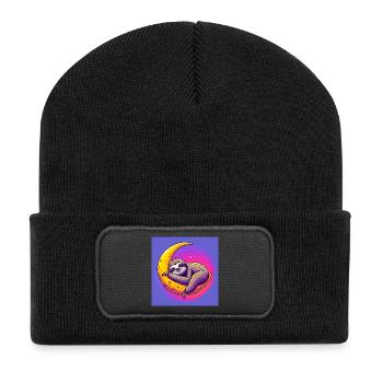 La paresse dort sur la Lune - Beanie recyclé à patch - noir - Devant