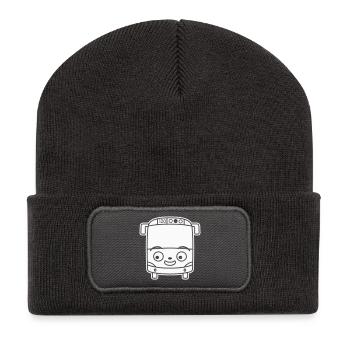 Little Bus Cartoon – Comic School Bus Travel Fun - Recycled Patch Beanie - dark grey - Front
