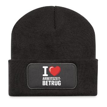 I Love Arbeitszeitbetrug Kein Verbrechen Job Büro - Recycelte Patch Beanie - Dunkelgrau - Vorne