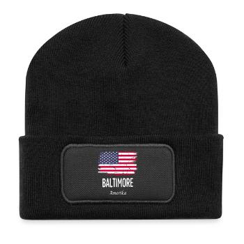 Baltimore - Beanie recyclé à patch - noir - Devant
