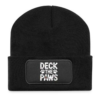 Deck the Paws Weihnachtsfeier - Recycelte Patch Beanie - Schwarz - Vorne
