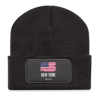 New York - Beanie recyclé à patch - charbon - Devant