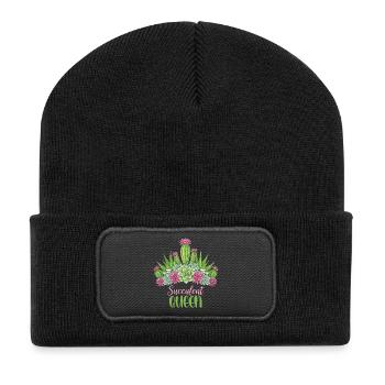 Pflanzen Sukkulente Königin-Kaktus-Frauen - Recycelte Patch Beanie - Schwarz - Vorne