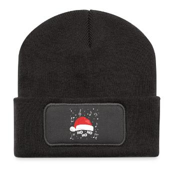 Chopeau de Noël musical avec notes musicales - Beanie recyclé à patch - charbon - Devant