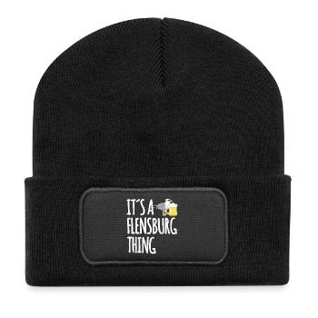 It's A Flensburg Thing - Recycelte Patch Beanie - Schwarz - Vorne