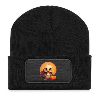 Thanksgiving Truthahn Baby - Recycelte Patch Beanie - Schwarz - Vorne