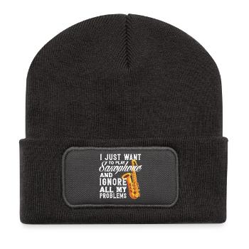 Playing the Saxophone Ignoring All Problems - Recycled Patch Beanie - dark grey - Front