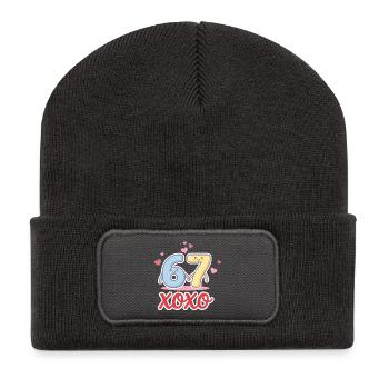 6 7 Six Seven Mèmes de la Saint-Valentin Cœur mignons - Beanie recyclé à patch - charbon - Devant