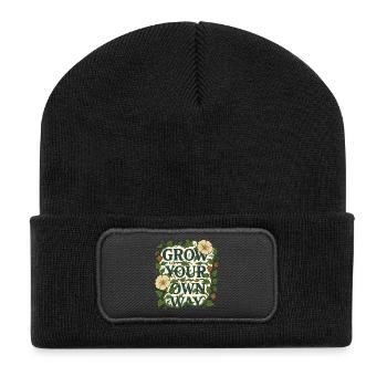 Wachsen Sie auf Ihre eigene Weise - Recycelte Patch Beanie - Schwarz - Vorne