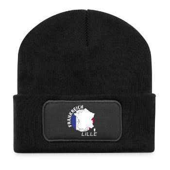 Lille - Recycelte Patch Beanie - Schwarz - Vorne