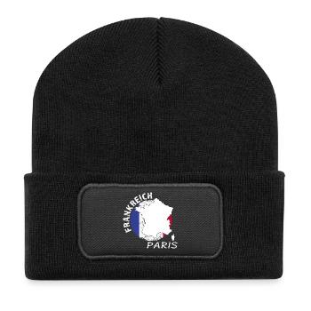 Paris - Recycelte Patch Beanie - Schwarz - Vorne