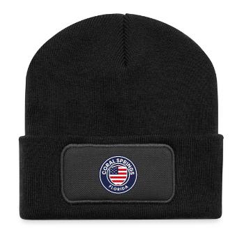 Coral Springs Flaggenwappen - Recycelte Patch Beanie - Schwarz - Vorne