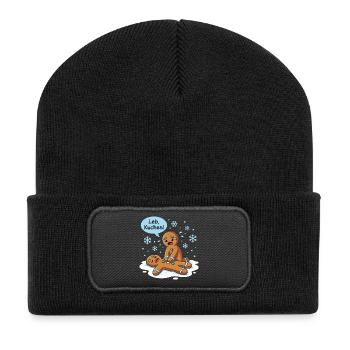 Leb Kuchen Lustiges deutsches Lebkuchen-Wortspiel - Recycelte Patch Beanie - Schwarz - Vorne
