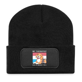 Therapiehund Therapeut Therapie Hund Hundetraining - Recycelte Patch Beanie - Schwarz - Vorne