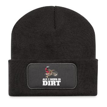 Du dirt bike Tout ce dont j’ai besoin, c’est de la terre - Beanie recyclé à patch - charbon - Devant