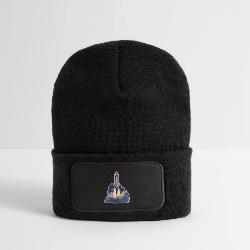 Astronomy Space Rocket Launch Exploration Recycled Patch Beanie