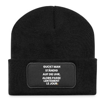 German-French-Rhyme 2 (Ver. A) - Recycelte Patch Beanie - Schwarz - Vorne