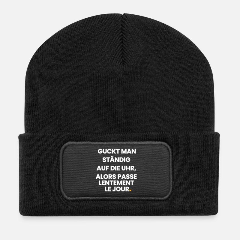 German-French-Rhyme 2 (Ver. A) - Recycelte Patch Beanie - Schwarz