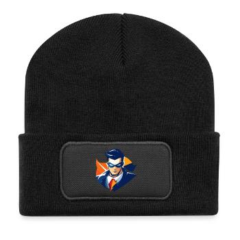 Mask Hero Suit Business Superhero Icon Graphic - Recycled Patch Beanie - black - Front