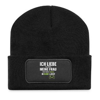 J’aime ma femme – quand elle me laisse jouer - Beanie recyclé à patch - noir - Devant