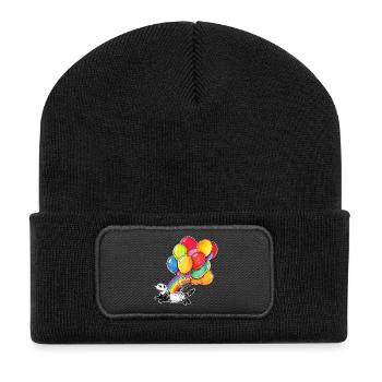 Frettchenballons und Regenbogen - Recycelte Patch Beanie - Schwarz - Vorne