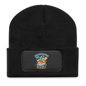Funny Cleaning Design - Recycled Patch Beanie - black - Front