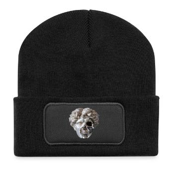 Le classique rencontre le crâne en acier - Beanie recyclé à patch - noir - Devant