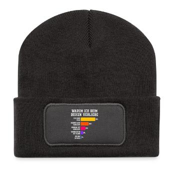 Warum ich beim Boxen verliere Boxen - Recycelte Patch Beanie - Dunkelgrau - Vorne
