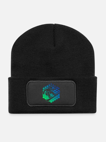 Simple Snowboard Idee für Snowboard für Frauen - Recycelte Patch Beanie - Schwarz