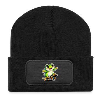 Happy Frog Skateboard - Recycled Patch Beanie - black - Front