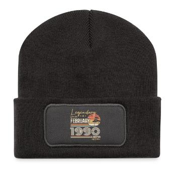 Février 1990 anniversaire 1990 légendes Février - Beanie recyclé à patch - charbon - Devant