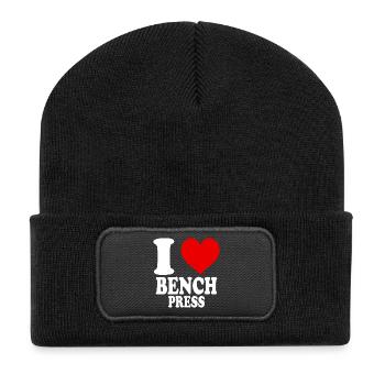 J’adore le développé couché, la salle de sport, le bodybuilding, le fitness - Beanie recyclé à patch - noir - Devant