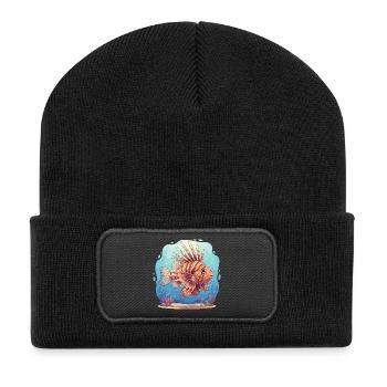 Feuerfisch Unterwasser-Pracht - Recycelte Patch Beanie - Schwarz - Vorne