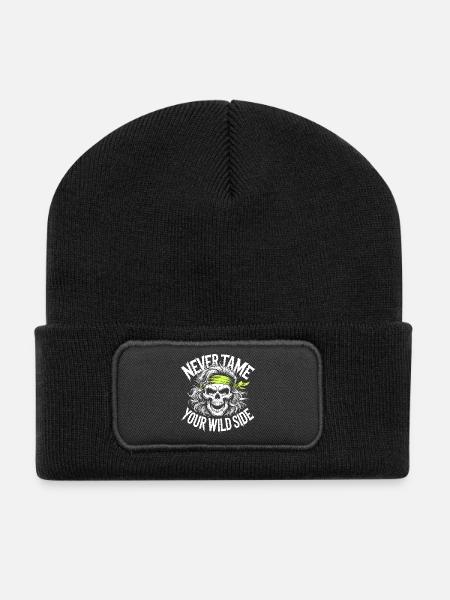 Neon Skull Rebel Bandana Art - Recycelte Patch Beanie - Schwarz